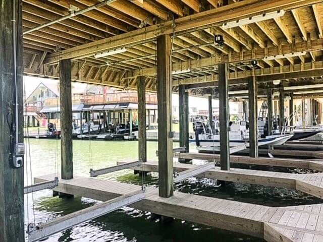 Double lined cradle boat lift with slide-on pulleys for smooth, secure, and efficient boat handling